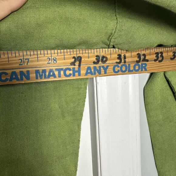 Saga 100% Linen One Size Boho Shirt Dress Pocket Lagonlook Large XL 1x Green - Picture 8 of 10